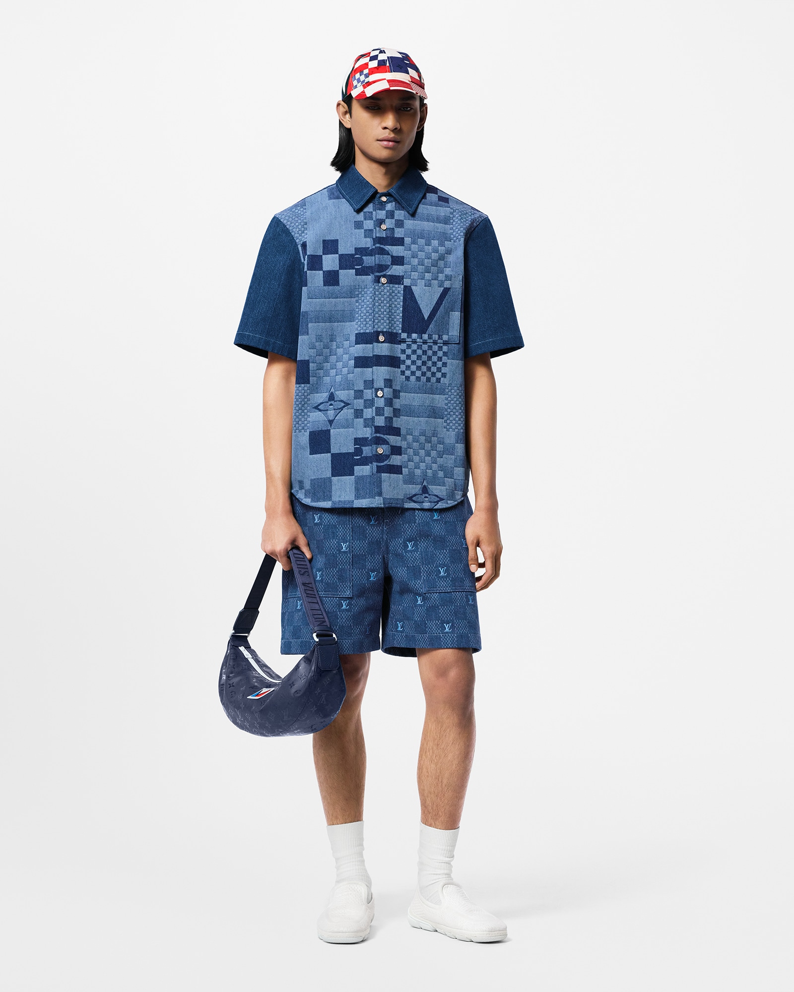 Embroidered Damier Denim Shorts - Men - Ready-to-Wear